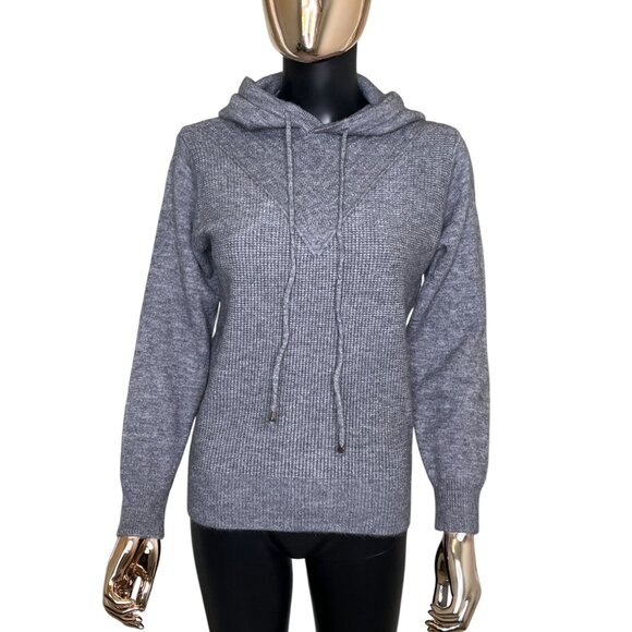 S. Christina 100% Cashmere Knit Hoodie Sweater S/M Gray or Black Soft Pullover - Picture 8 of 12